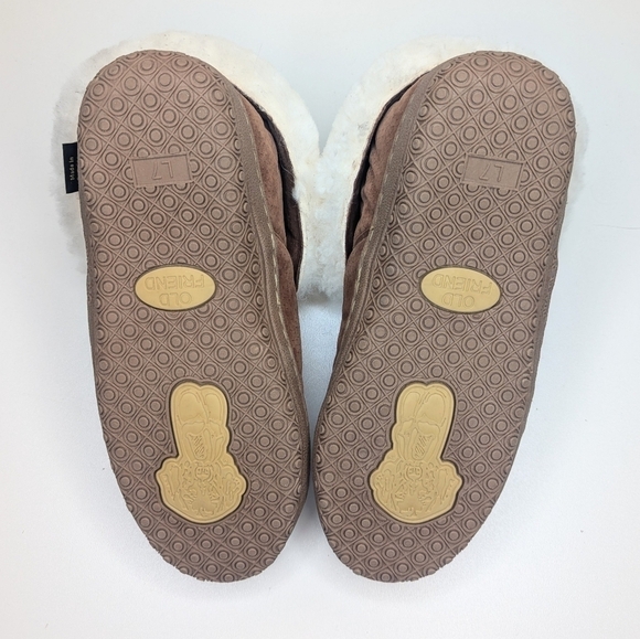 Old Friend Footwear Bootee Slipper sheepskin tan suede leather women's size 7 - Picture 6 of 8